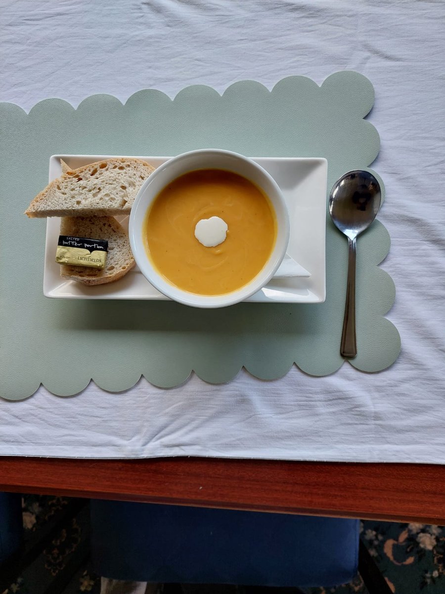 Freshly prepared soup with Borders bread — TMT Café Bistro, Jedburgh Golf Club